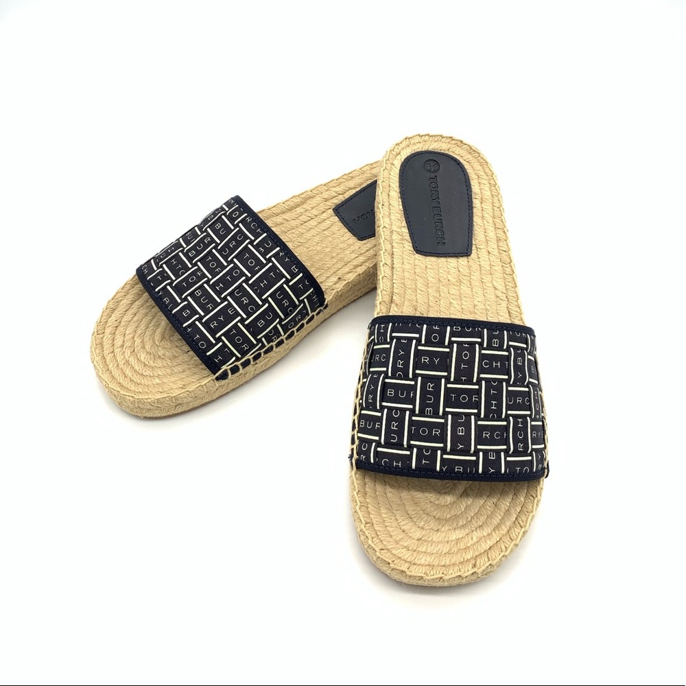 NIB TORY BURCH Tory Ribbon Espadrille Slide - Picture 2 of 6